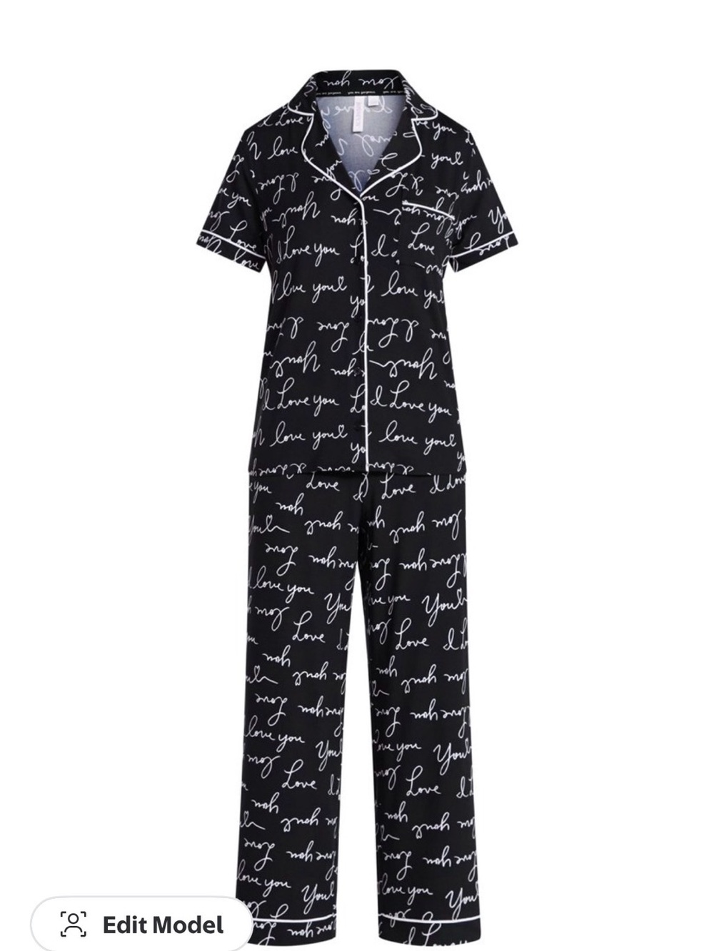 Joyspun Dreamy Capri 'I Love You' Short-Sleeve Top and Capri Pajama Set XS